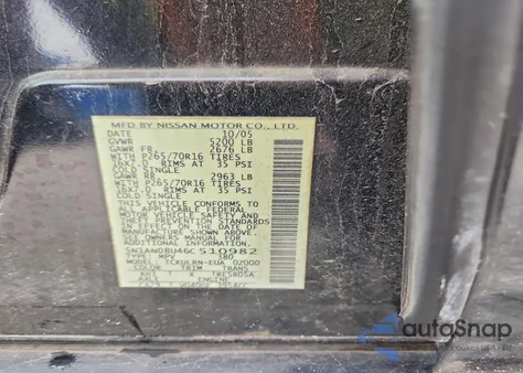 2006 Nissan Xterra Off Road z USA, uszkodzony, nr VIN 5N1AN08U46C510982